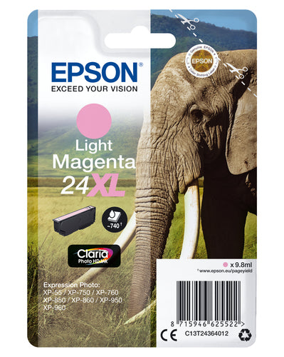 Epson Elephant Singlepack Light Magenta 24XL Claria Photo HD Ink Epson Elephant Singlepack Light Magenta 24XL Claria Photo HD Ink
